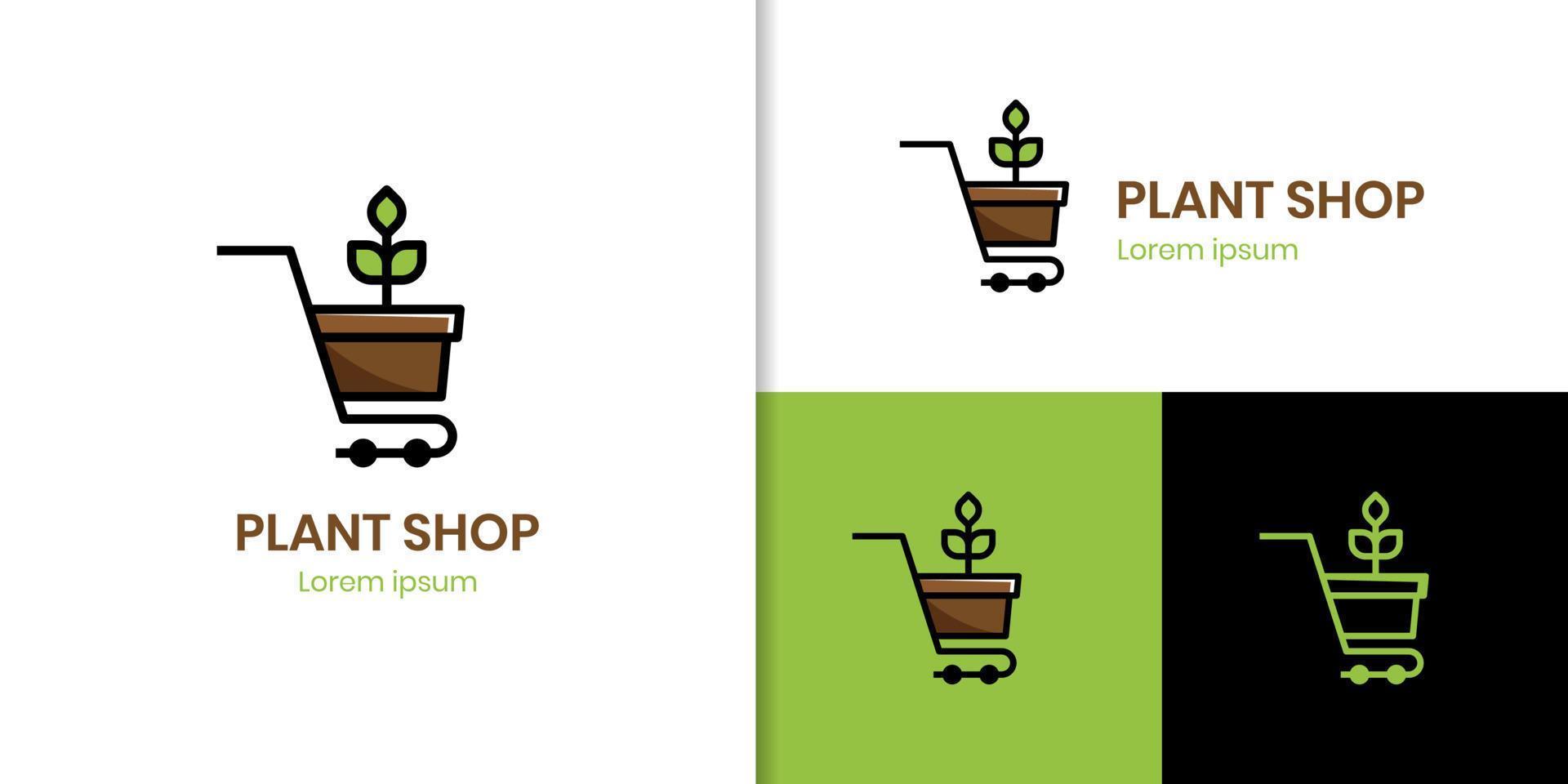 plantar compras carrinho logotipo projeto, orgânico plantar fazer compras logotipo ícone Projeto elemento adequado para eco comprar, supermercado vetor