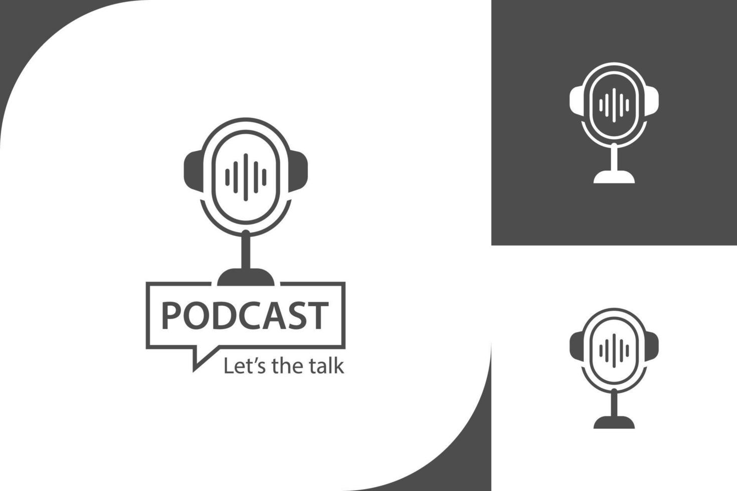 podcast logotipo ícone Projeto com microfone e bolha bate-papo ou conversa ícone plano ilustração para rádio, música, meios de comunicação, multimídia vetor