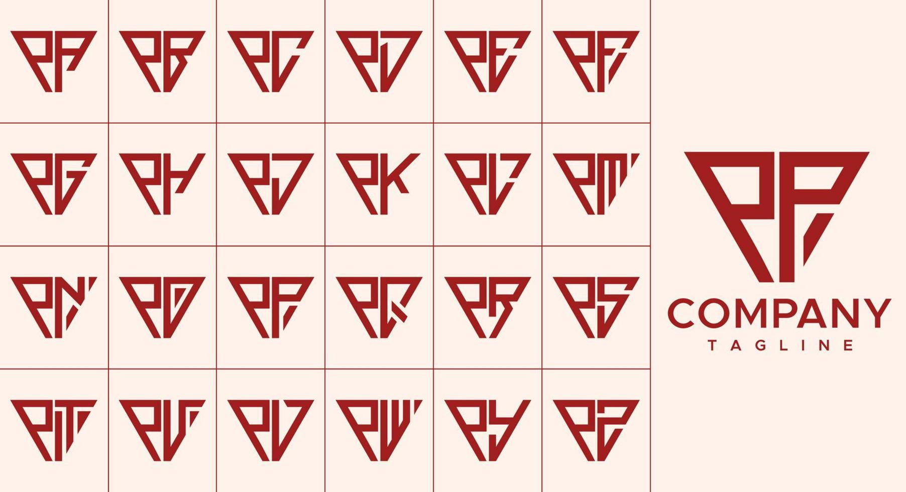 conjunto do moderno linha triângulo carta p logotipo Projeto. abstrato p inicial carta logotipo vetor. vetor