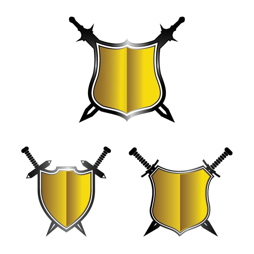 escudo e espada placa. abstrato escudo e espada icon.set cor escudo vetor
