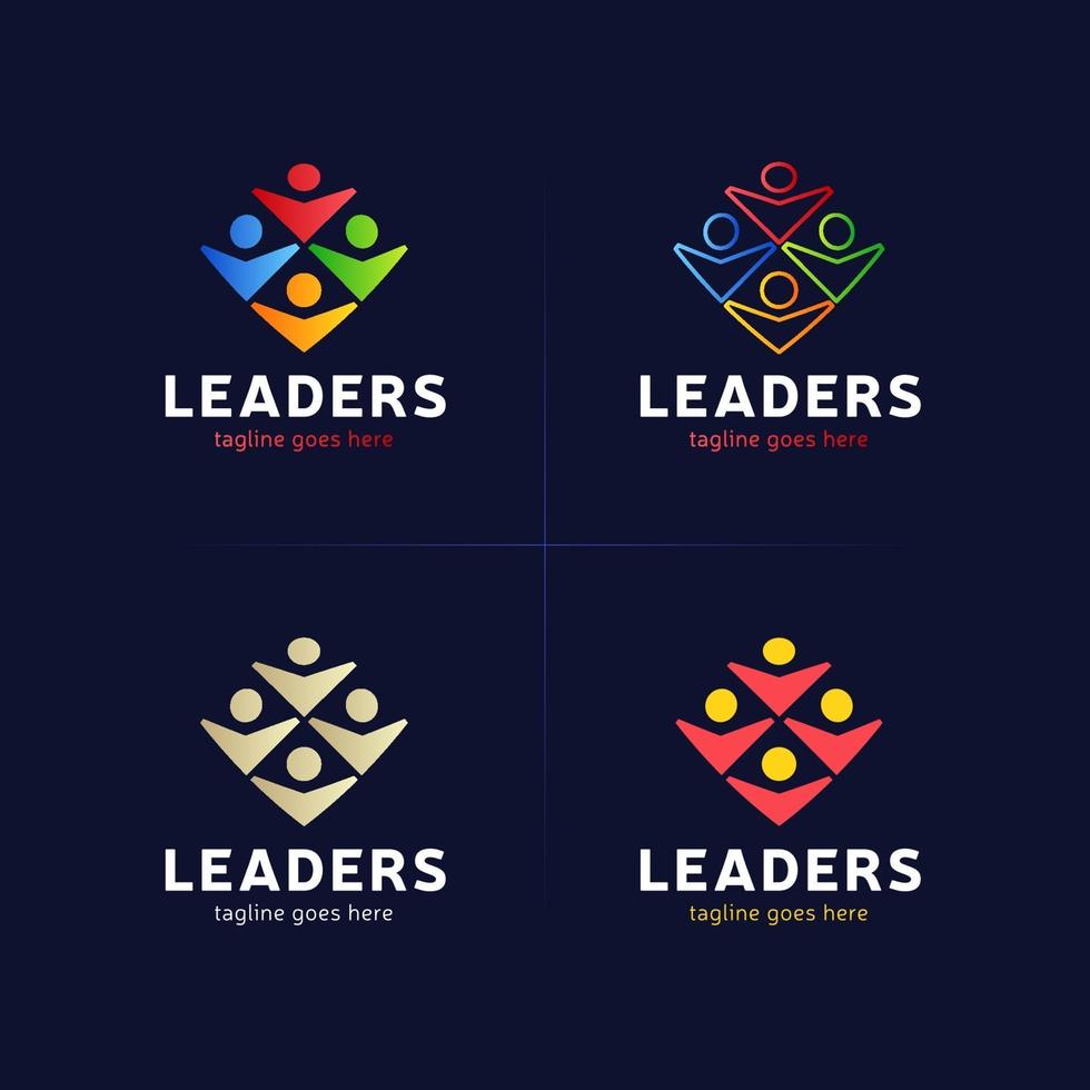 conjunto de logotipo líder vetor