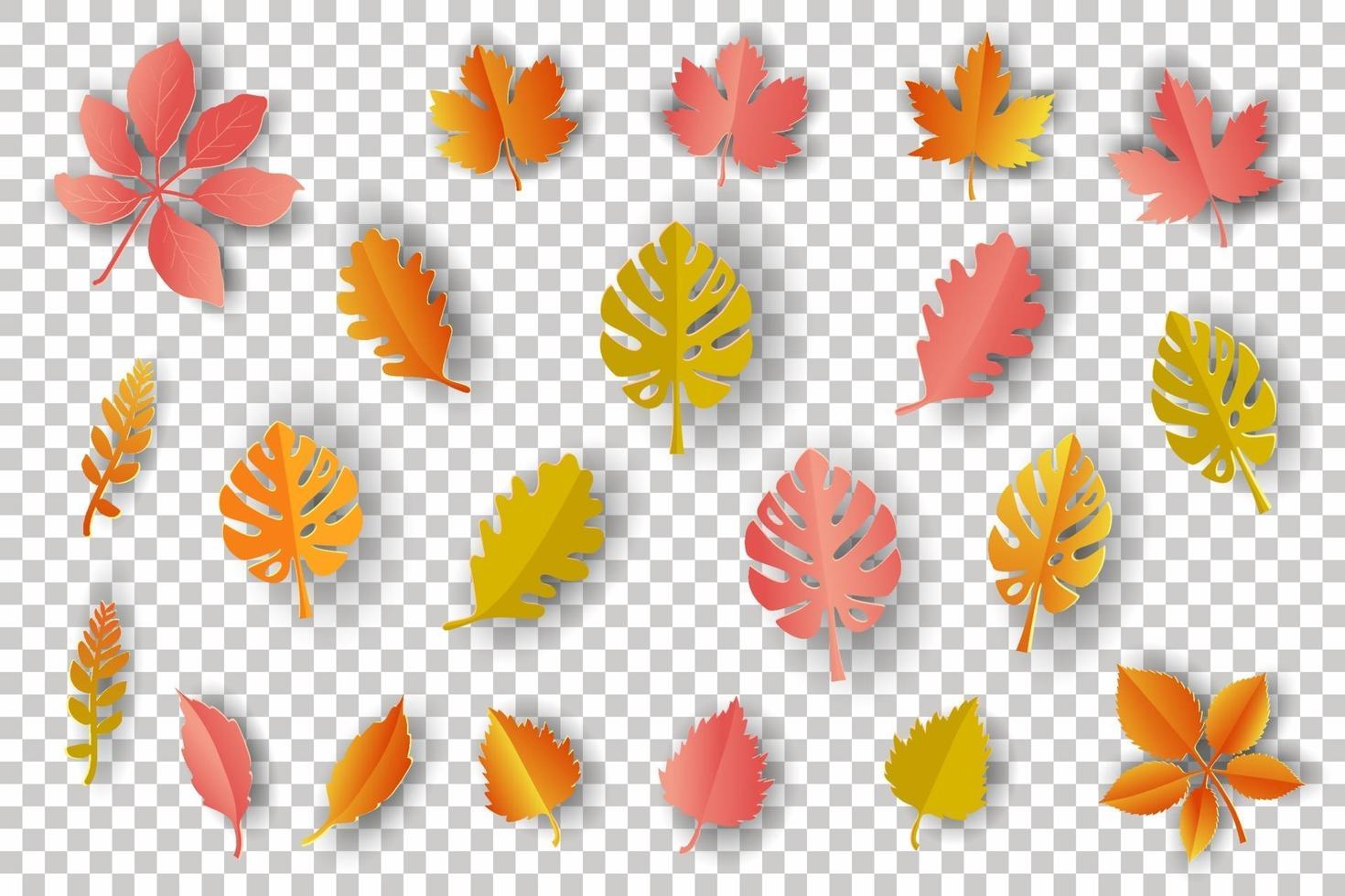papel arte folhas de outono isoladas vetor