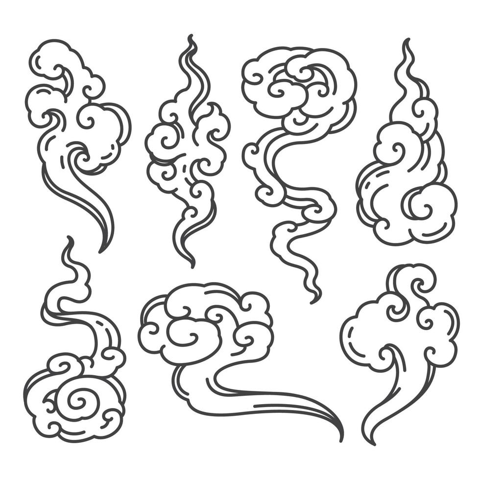 Nuvem Chinesa De Desenho Animado. Tatuagem Em Estilo Asiático Em