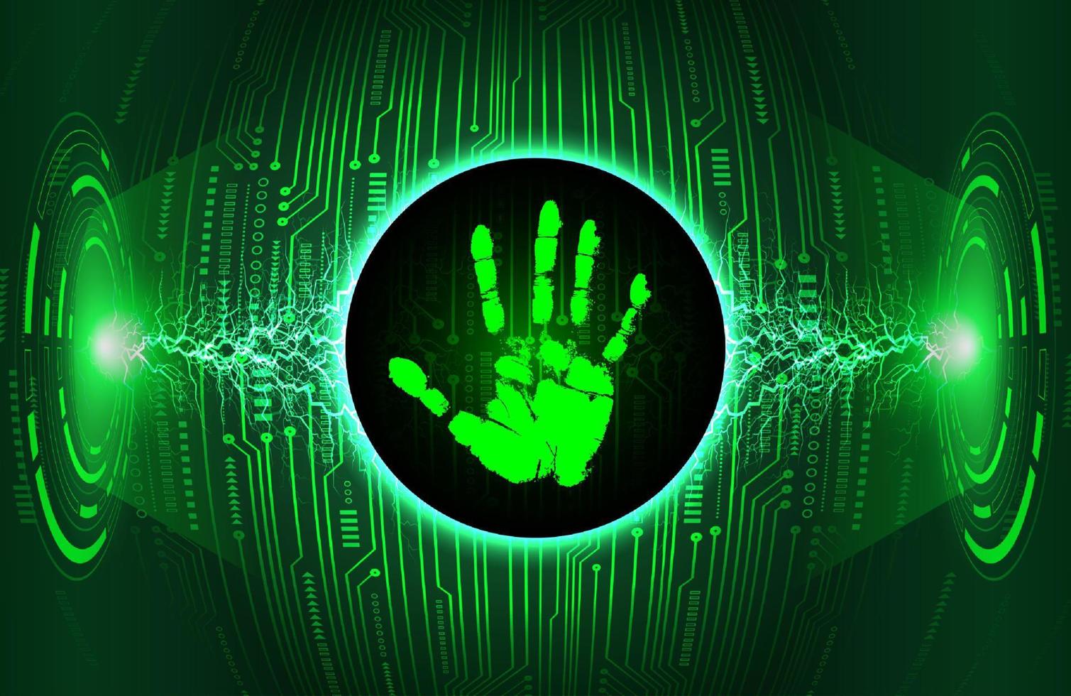 moderno mão holografia em tecnologia fundo vetor