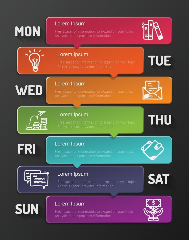conceito de negócio de apresentação para a semana, pode ser usado para layout de fluxo de trabalho, diagrama, opções de etapa de negócios, banner. vetor