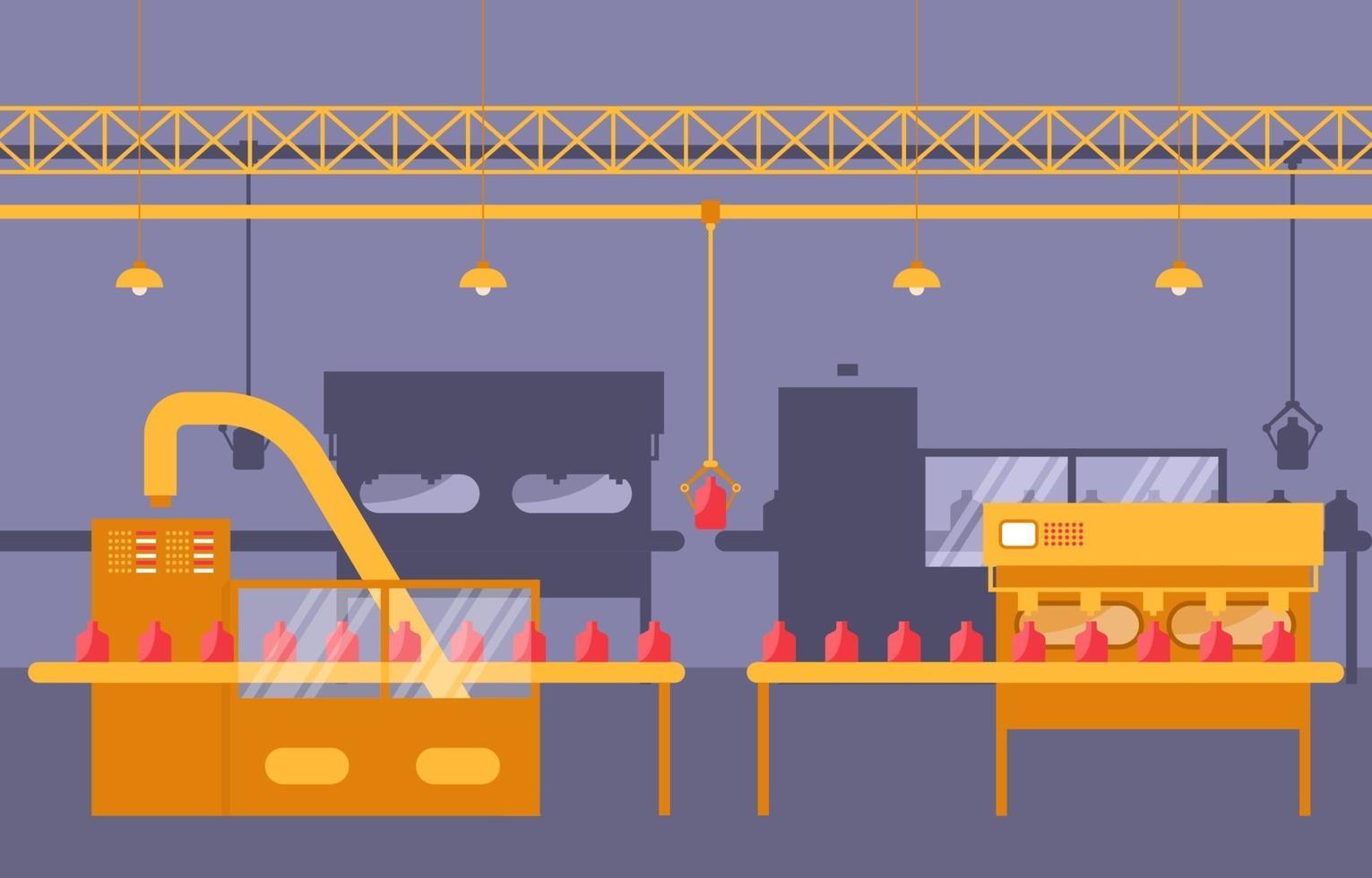 ilustração de correia transportadora de fábrica industrial e montagem robótica vetor