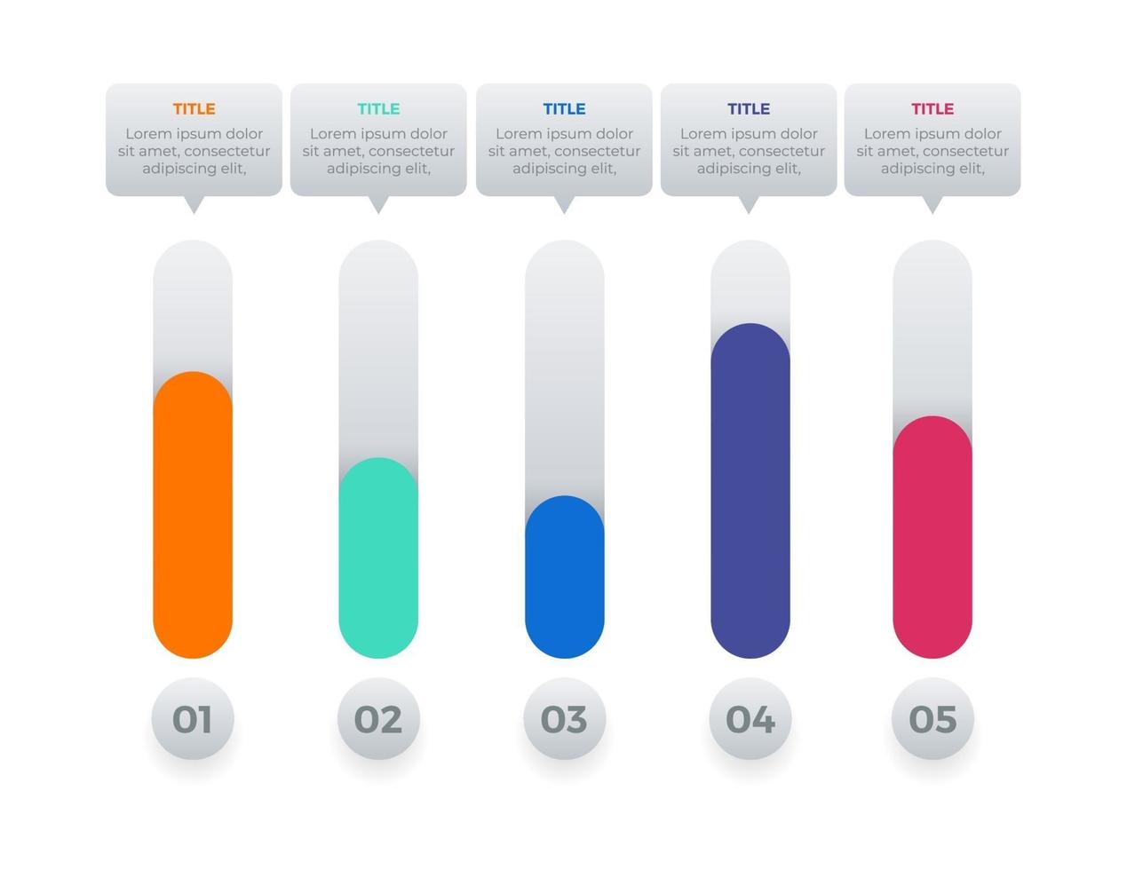 modelo de infográfico com 5 etapas ou opções vetor