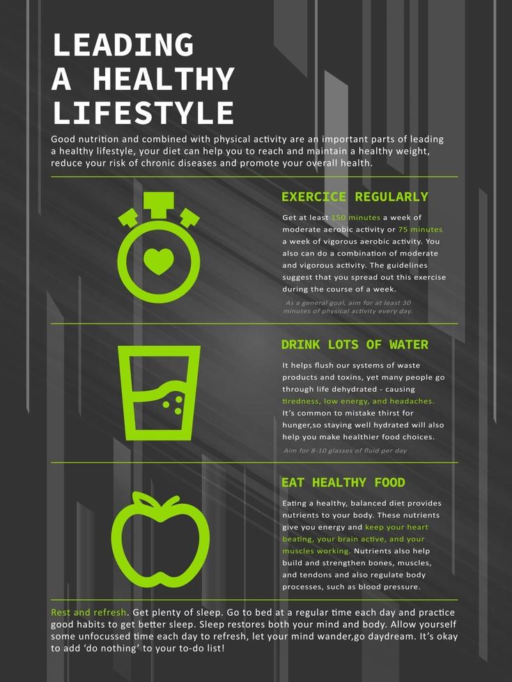 cartaz de estilo de vida saudável com conceito de fundo abstrato preto vetor
