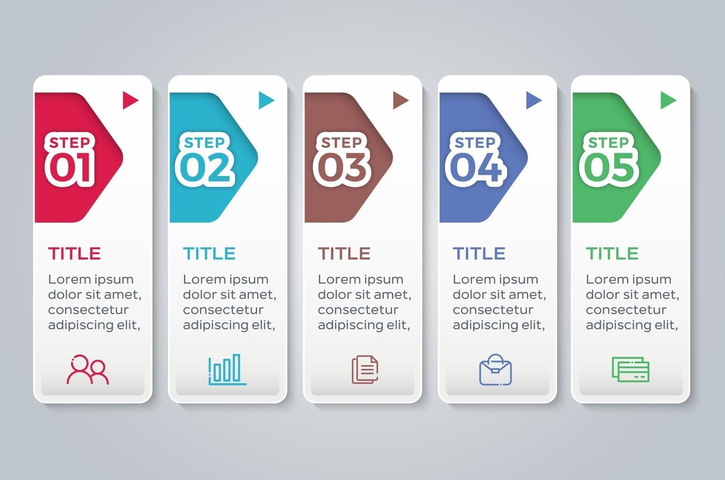 apresentação modelo de infográfico de negócios com 5 opções vetor