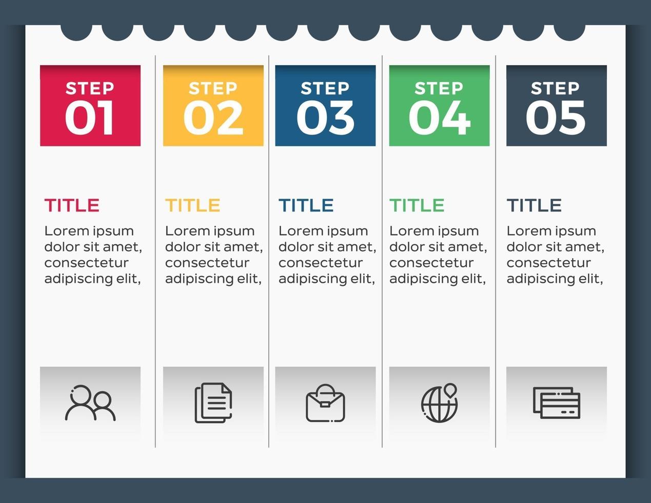 modelo de design de etiqueta infográfico de vetor com ícones e 5 opções ou etapas