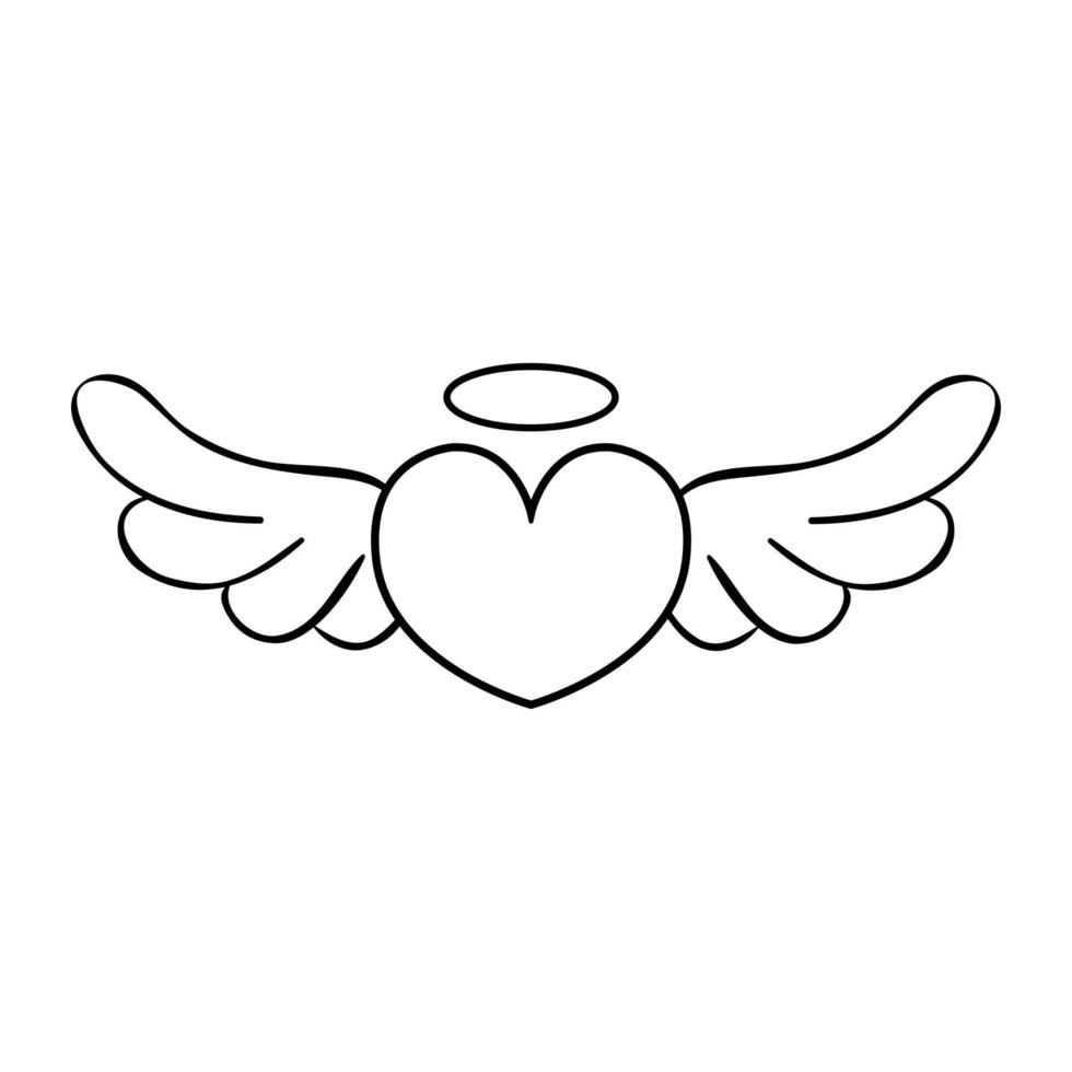 anjo asas ícone vetor. memorial ilustração placa. coração símbolo ou logotipo. vetor