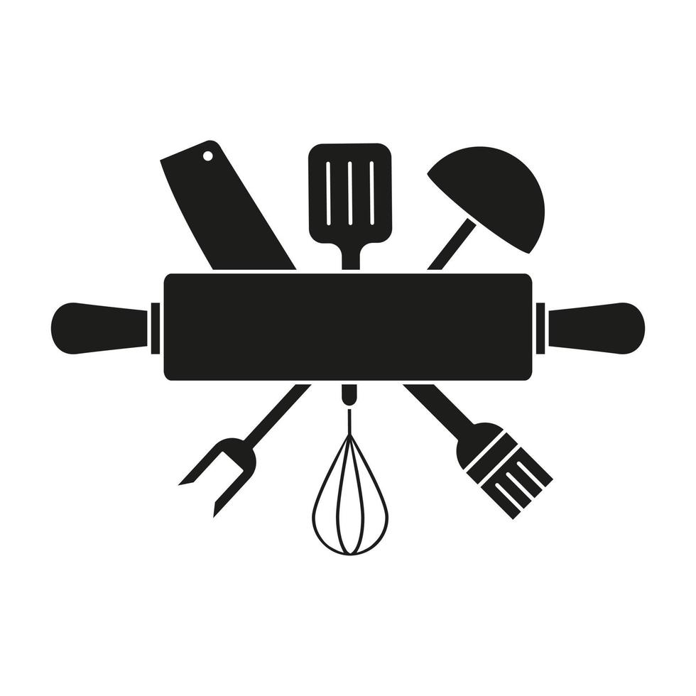 cozinha monograma ícone vetor definir. cozinha Dividido quadro, Armação ilustração. cozinhando símbolo ou logotipo.