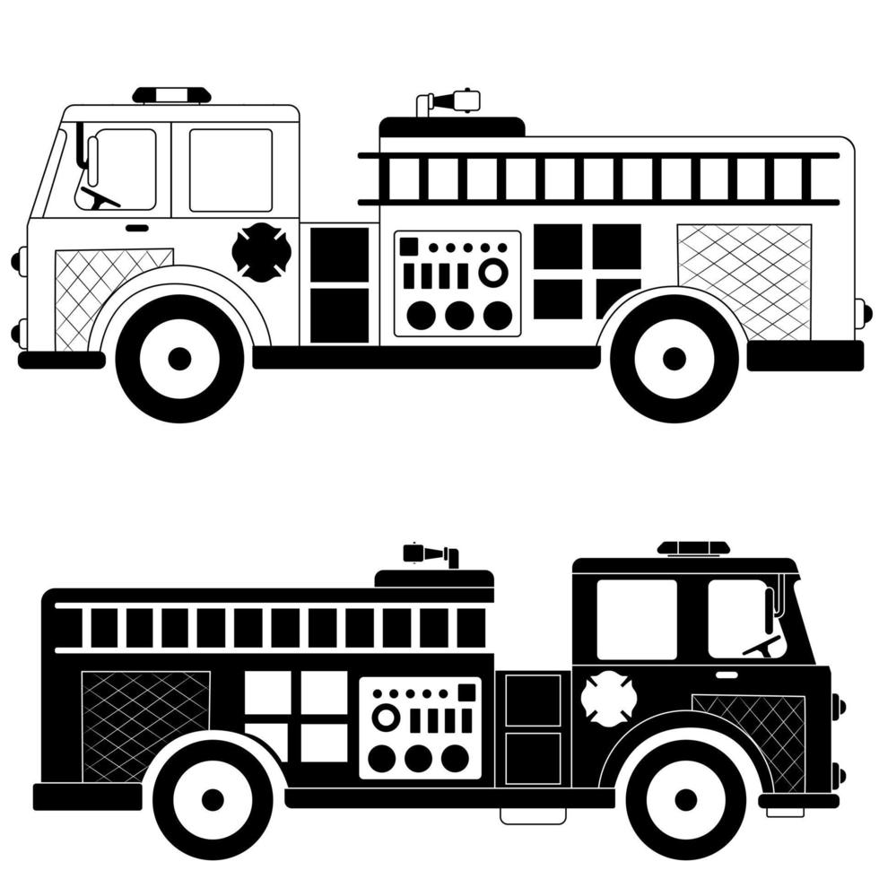 fogo motor ícone vetor. fogo caminhão ilustração placa coleção. fogo departamento símbolo ou logotipo. vetor