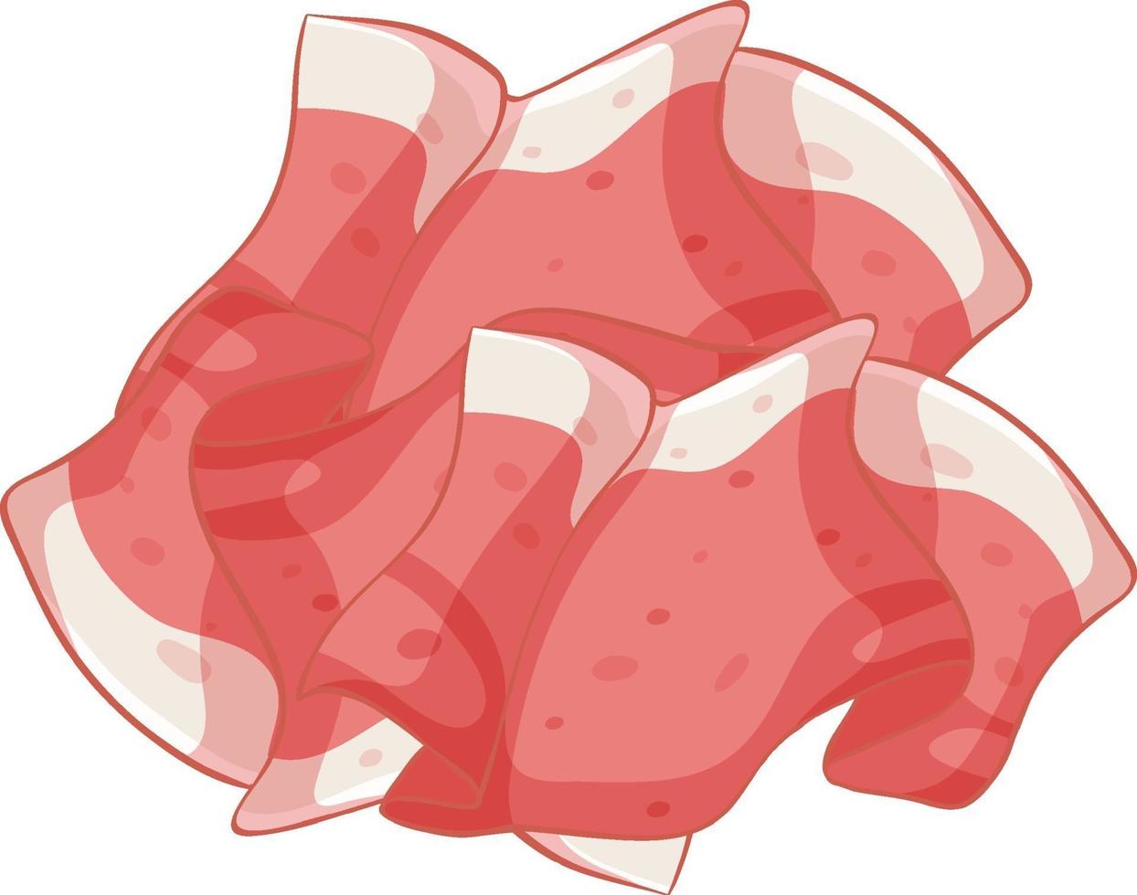 bacon fatiado no fundo branco vetor