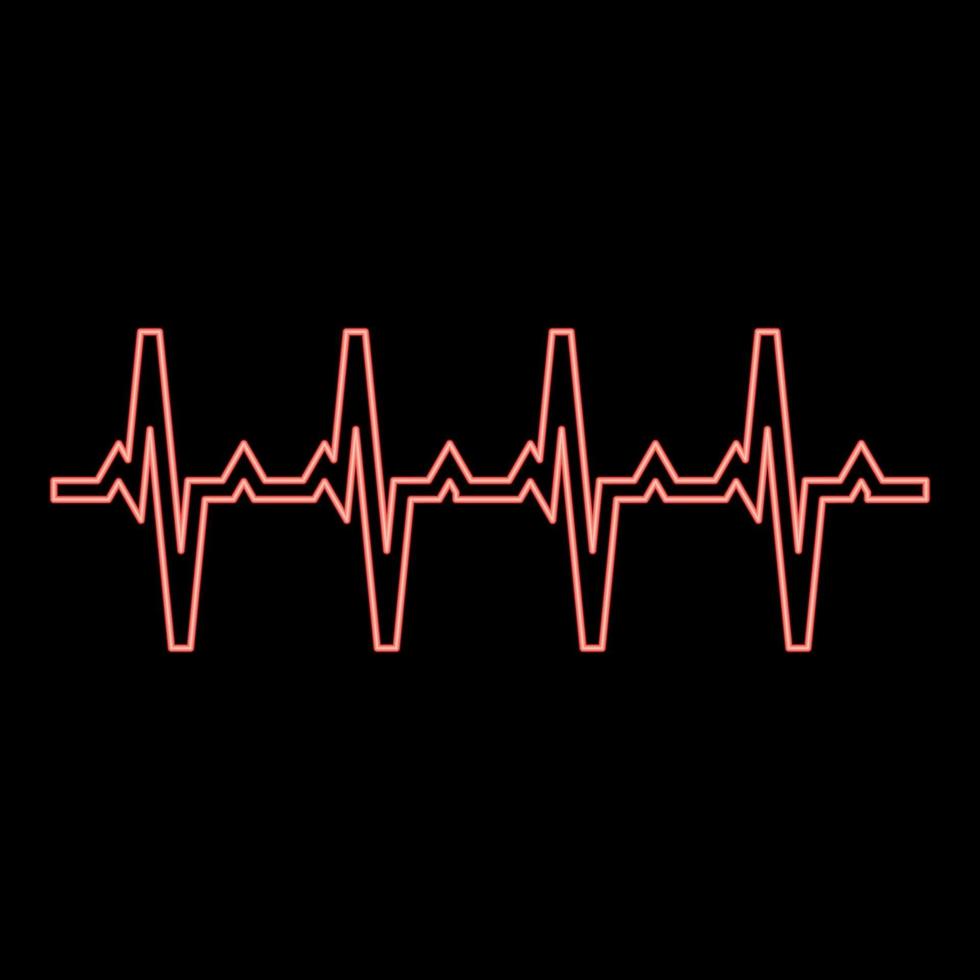 néon pulso gráfico coração batida cardiograma ritmo gráfico ecg ecocardiograma vermelho cor vetor ilustração imagem plano estilo