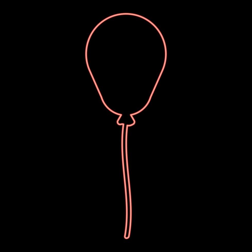 néon balão bola de ar com corda corda inflável hélio vermelho cor vetor ilustração imagem plano estilo