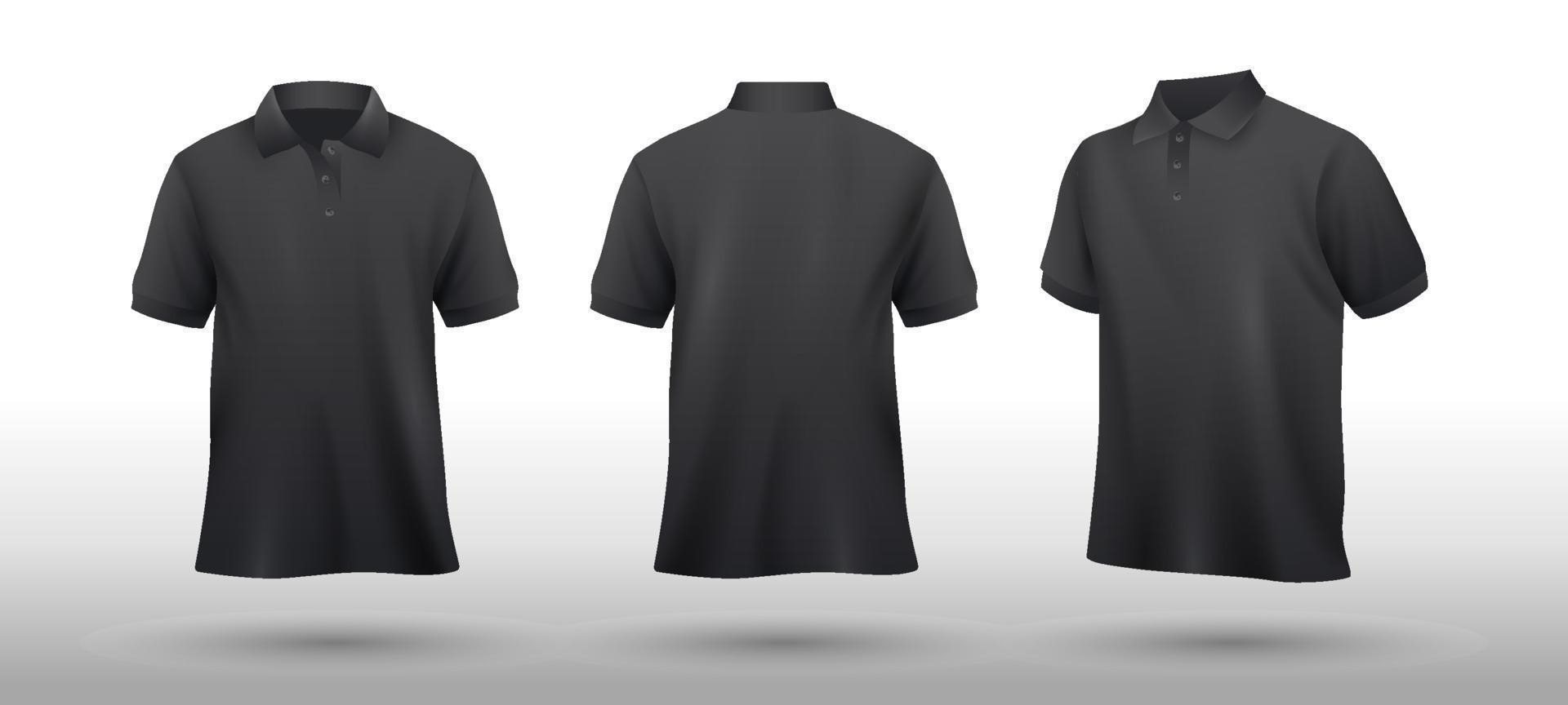 3d Preto pólo camisa brincar vetor