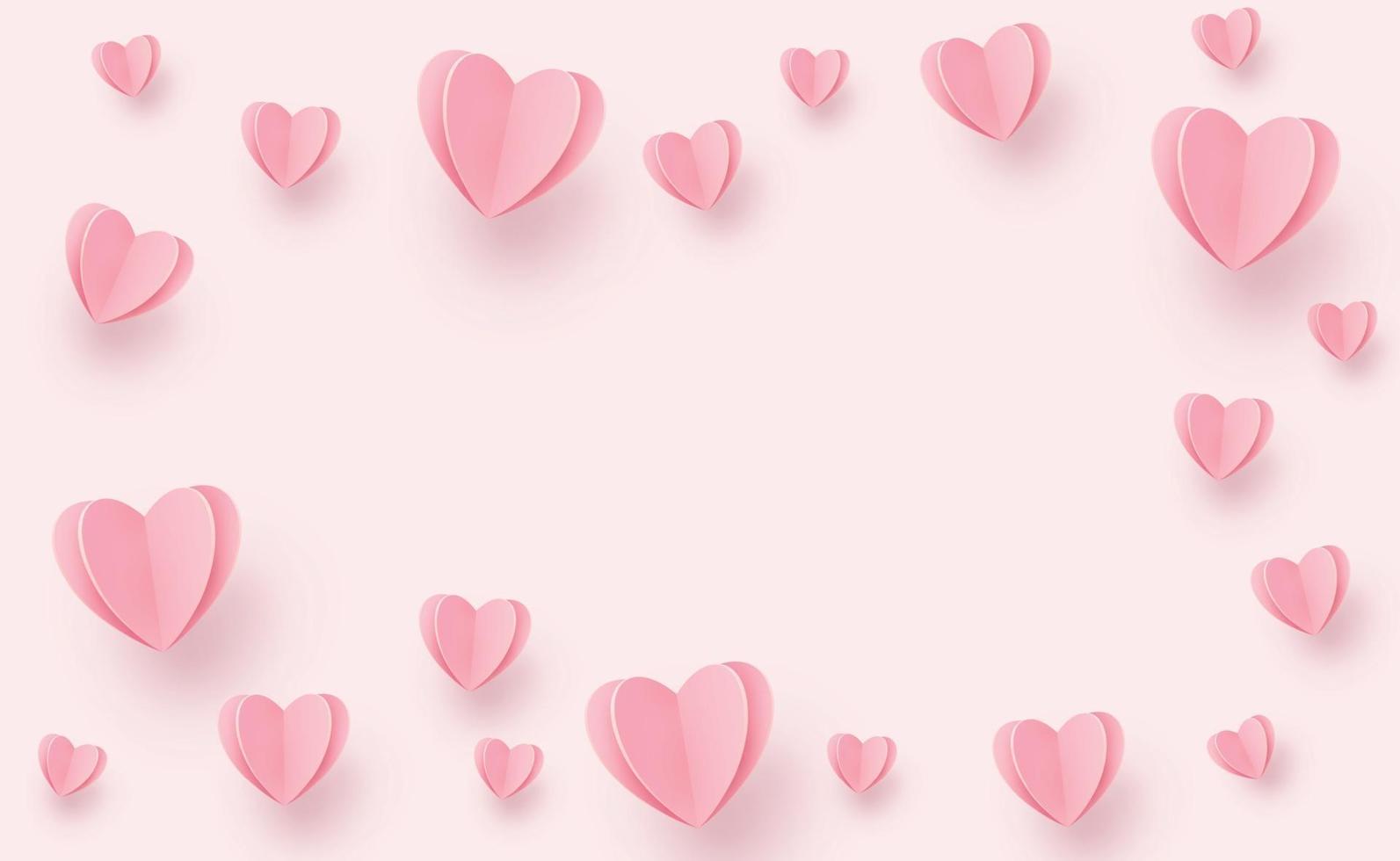 delicados corações rosa-avermelhados em um fundo rosa - ilustração vetor