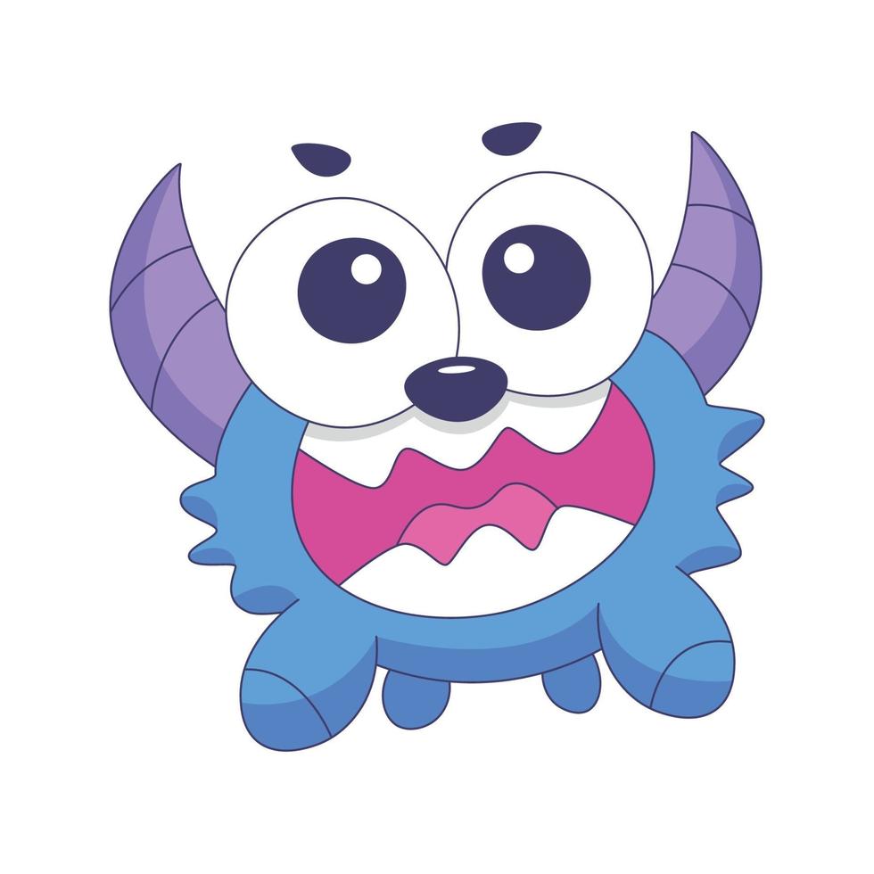 Monstro fofo desenho animado doodle mão desenhada conceito design arte vetorial kawaii ilustração vetor