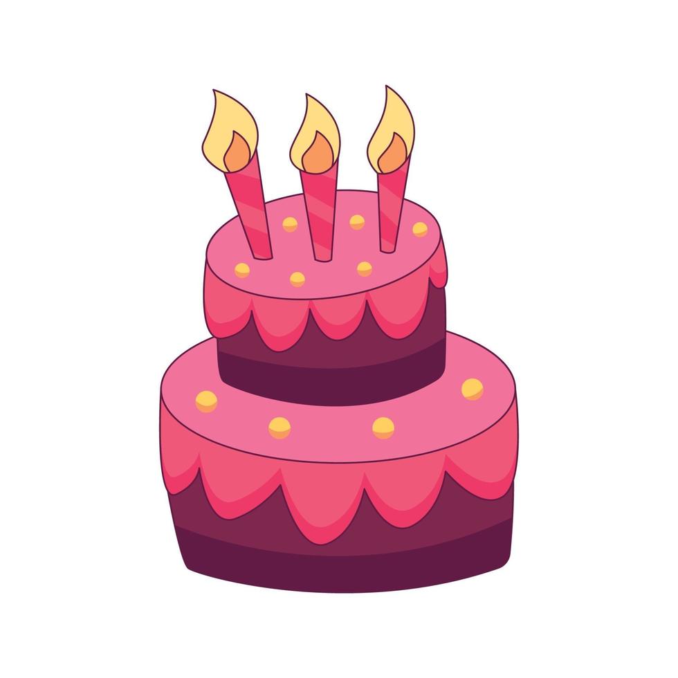 bolo de aniversário desenho animado doodle desenhado à mão conceito vetor kawaii ilustração