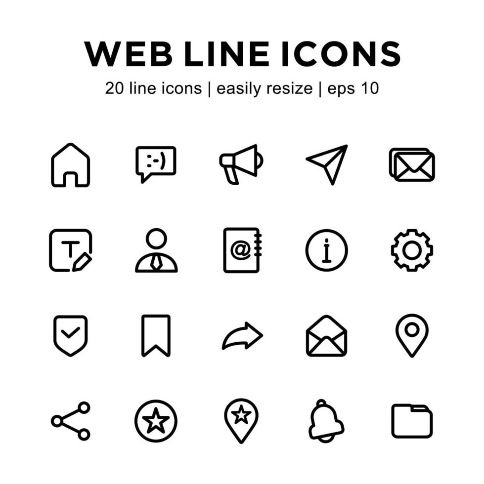 conjunto de ícones de linha da web vetor