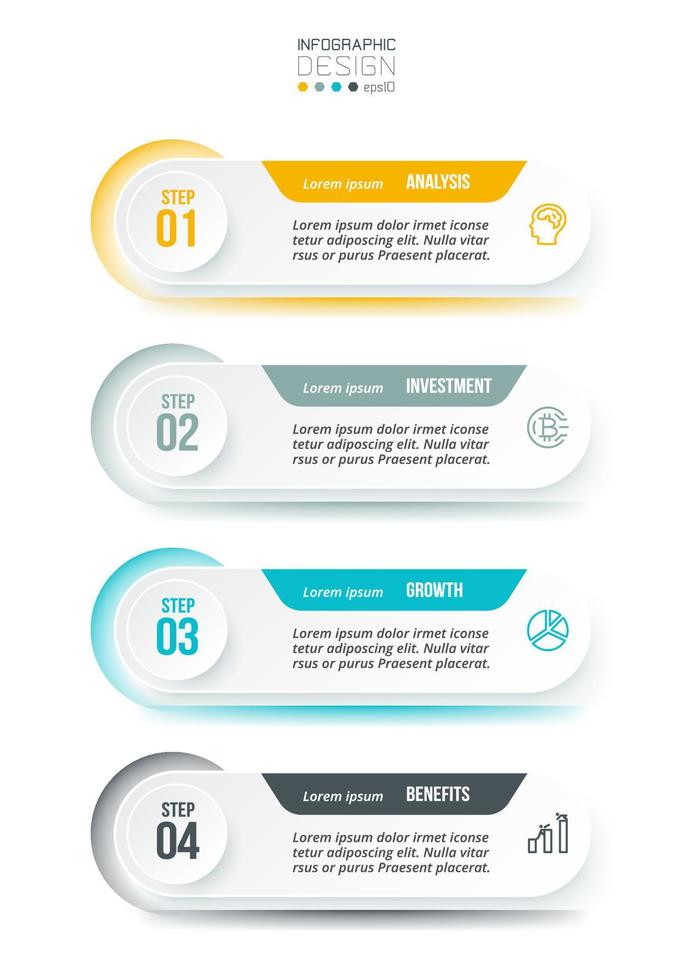 conceito de negócio de modelo infográfico com fluxo de trabalho. vetor