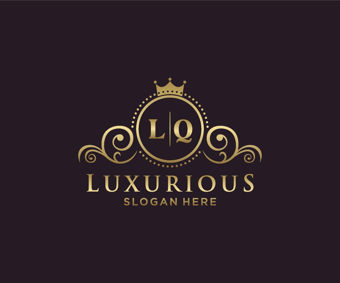 modelo de logotipo de luxo real de letra lq inicial em arte vetorial para restaurante, realeza, boutique, café, hotel, heráldica, joias, moda e outras ilustrações vetoriais. vetor