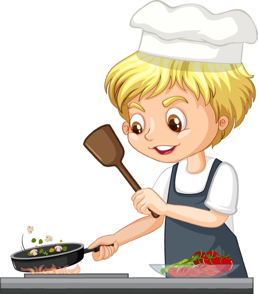 personagem de desenho animado de um chef preparando comida vetor