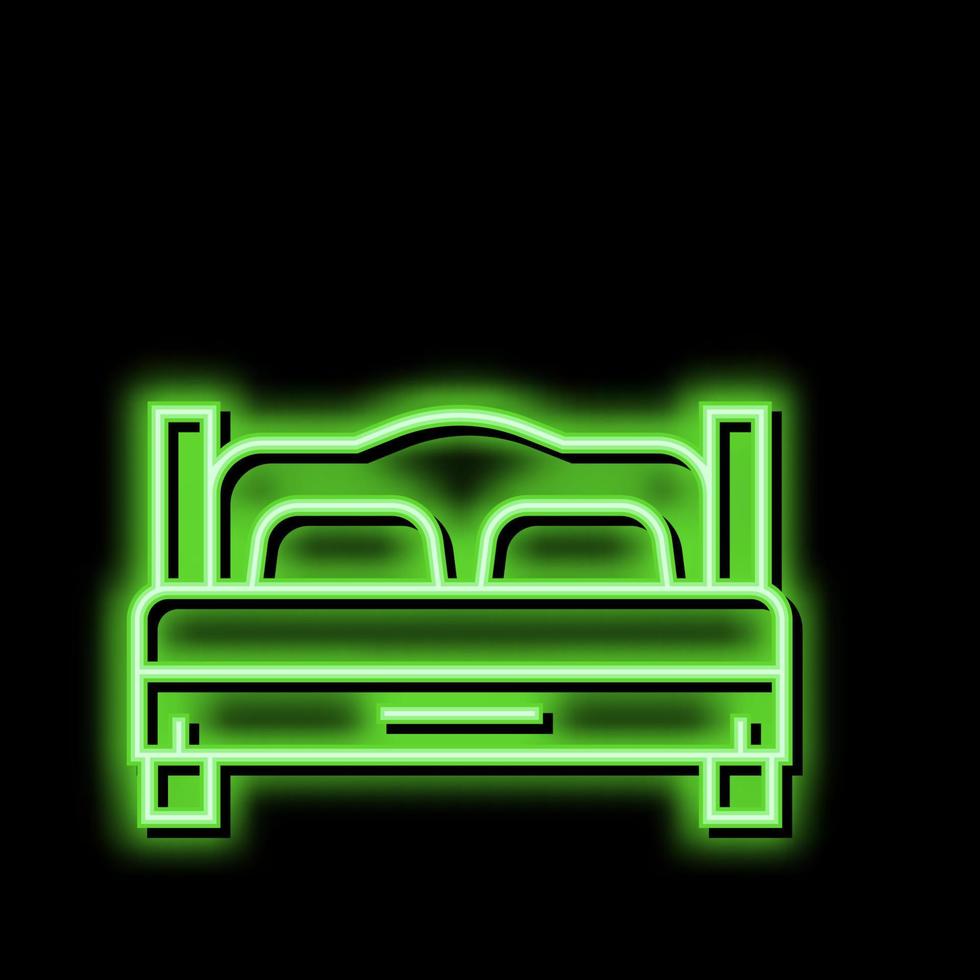 cama dentro motel apartamento néon brilho ícone ilustração vetor