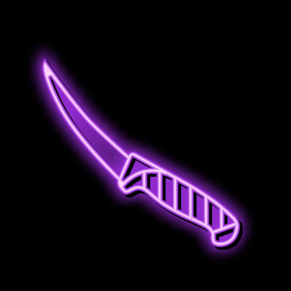 açougueiro carne faca néon brilho ícone ilustração vetor