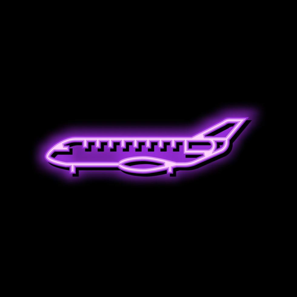 regional jato avião aeronave néon brilho ícone ilustração vetor