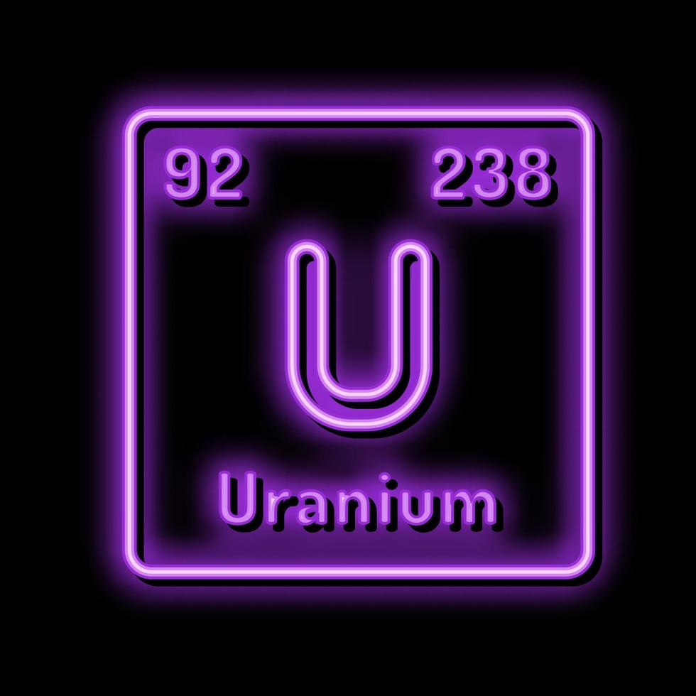 urânio químico elemento néon brilho ícone ilustração vetor