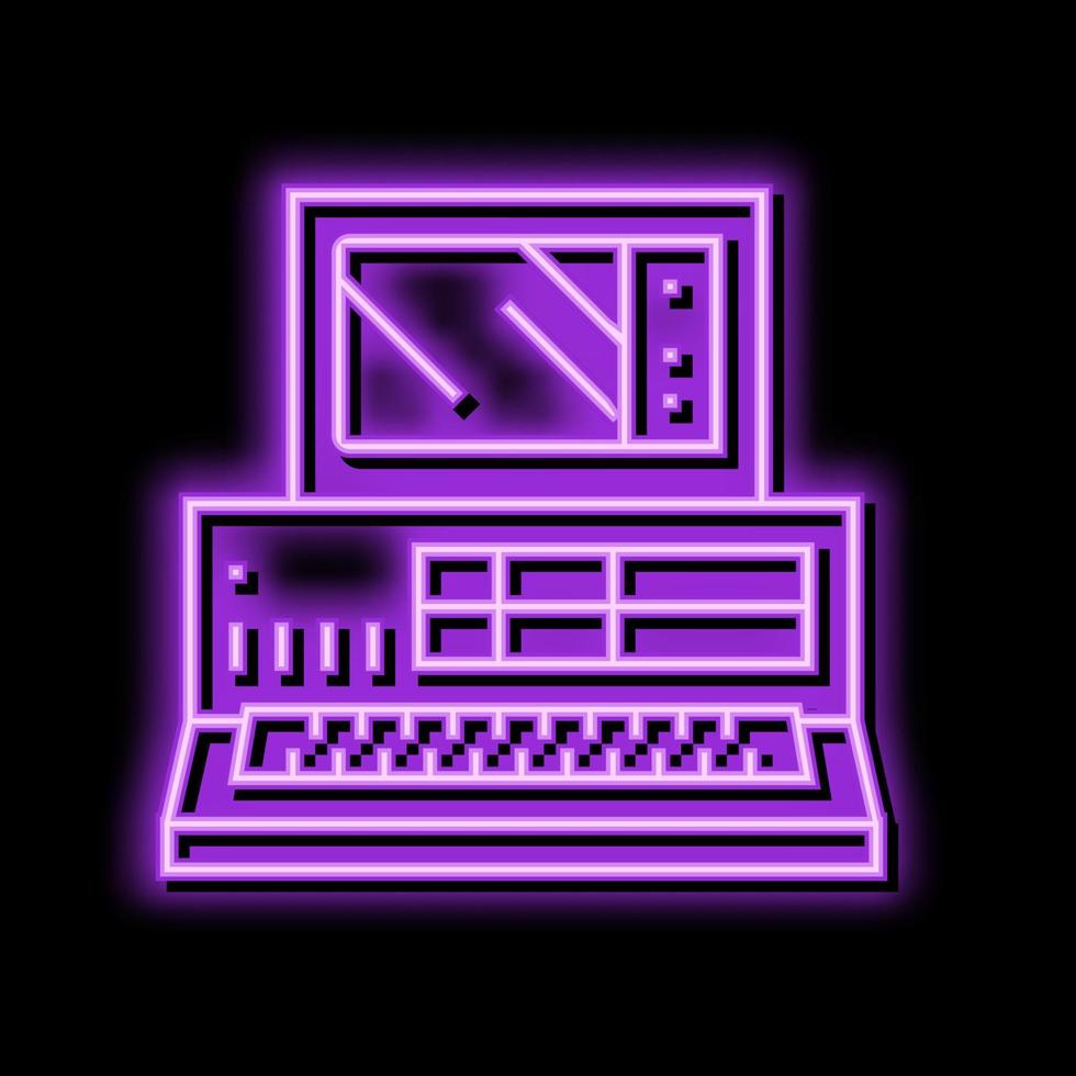 computador pc retro dispositivo néon brilho ícone ilustração vetor