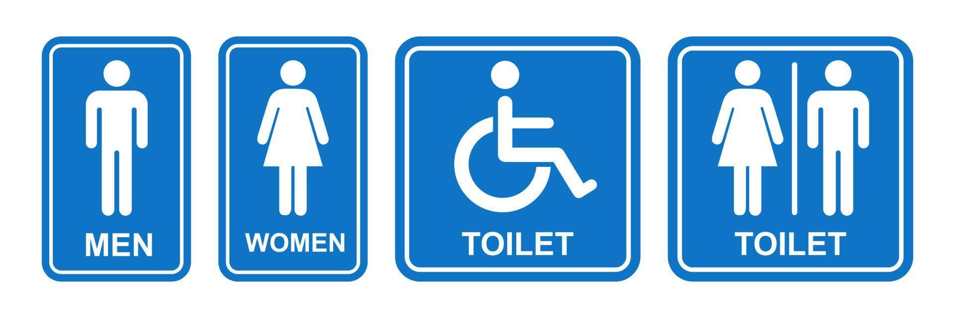 banheiro placa imprimível público placa símbolo homem mulher banheiro simples azul minimalista Projeto ilustração vetor