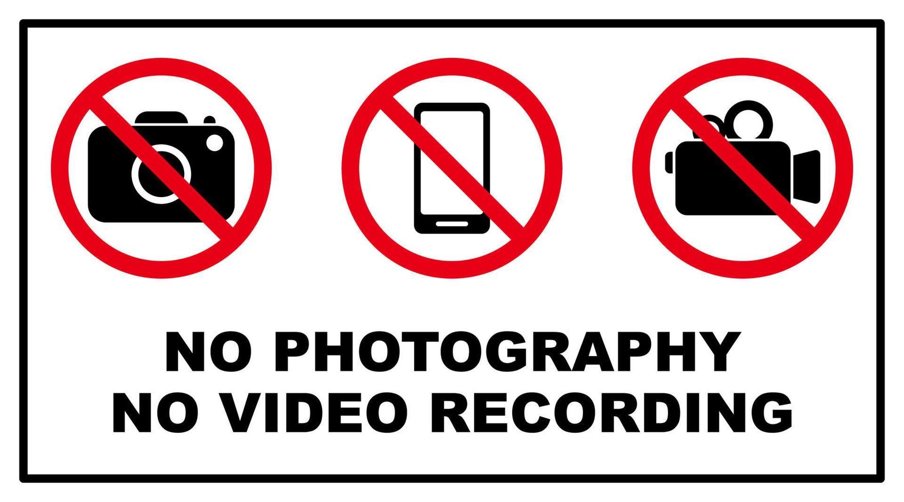 não fotografia vídeo Proibido proibido área placa imprimível símbolo conjunto silhueta ícone Câmera Projeto vetor