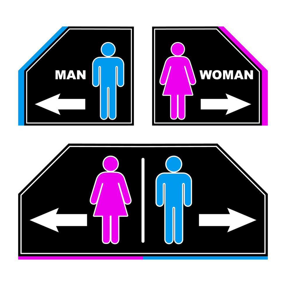 conjunto banheiro placa Sanitário público placa símbolo homem mulher banheiro simples minimalista Projeto ilustração vetor