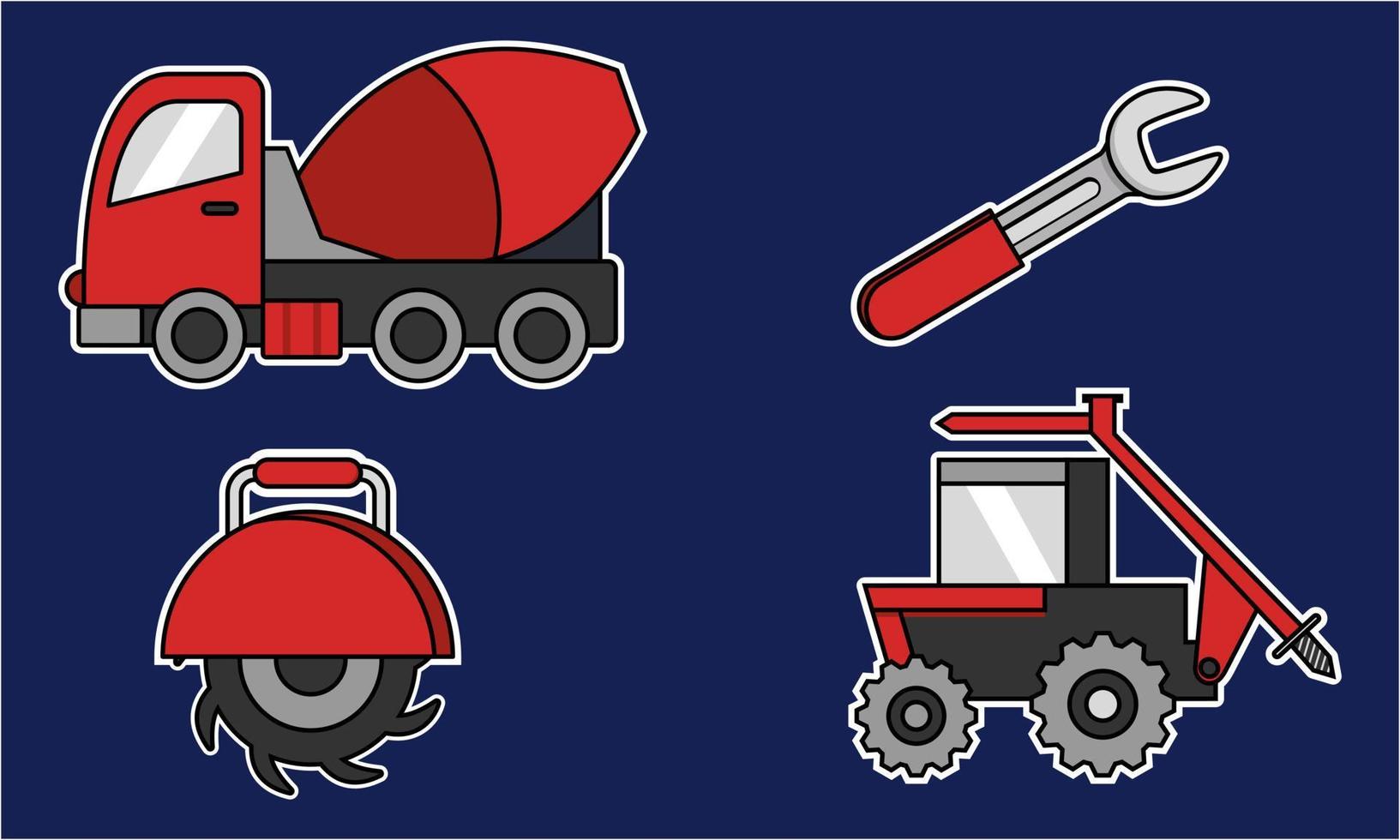 construção equipamento adesivo ícones vetor