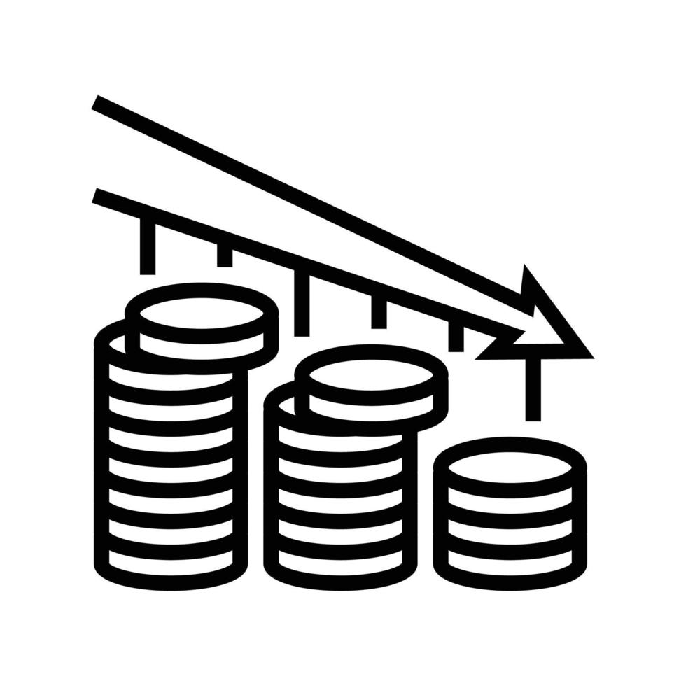 solta declínio outono tendência ouro moeda linha ícone vetor ilustração