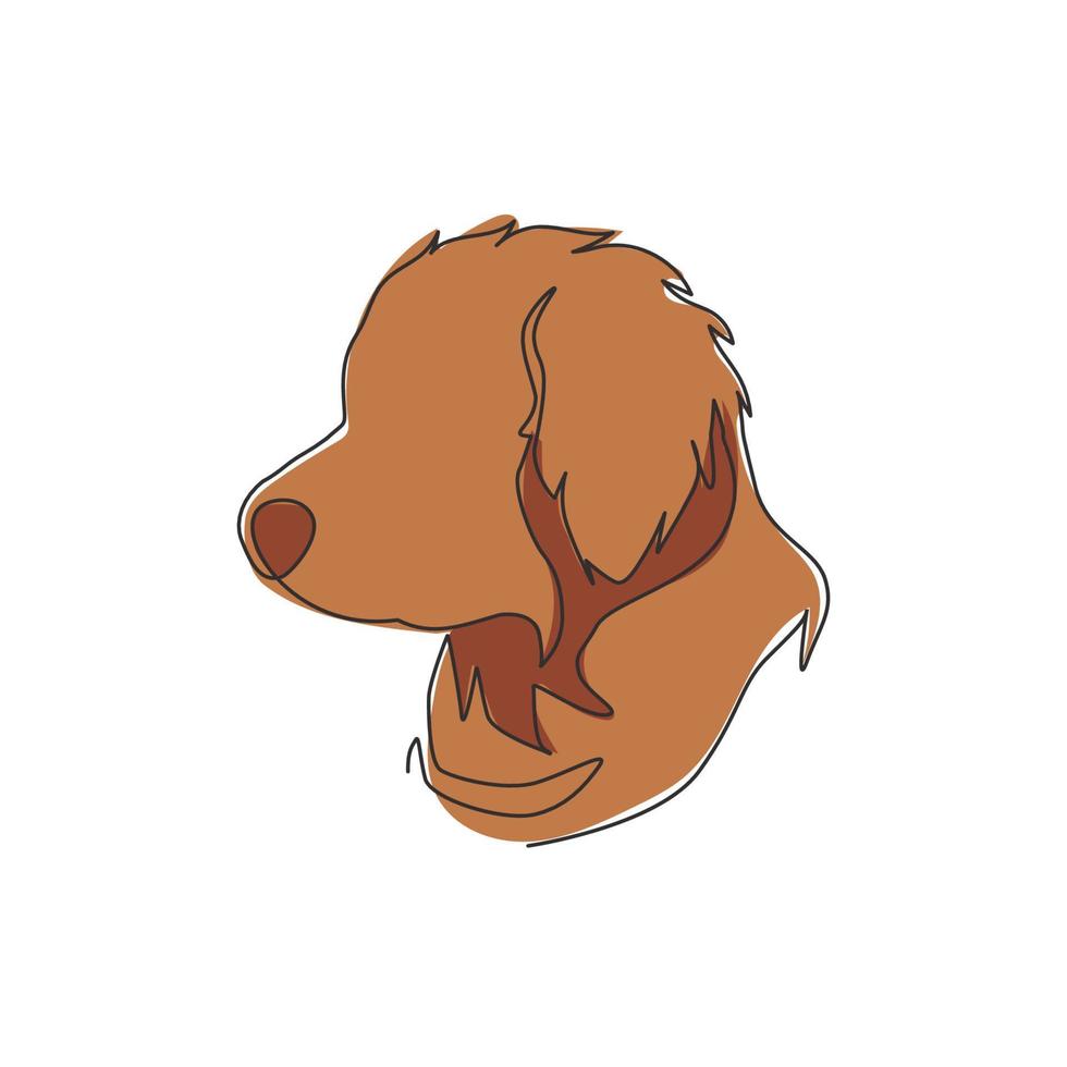 um desenho de linha simples do ícone do cachorrinho fofo simples. conceito de vetor logotipo emblema de loja de animais. linha contínua moderna desenho desenho ilustração gráfica