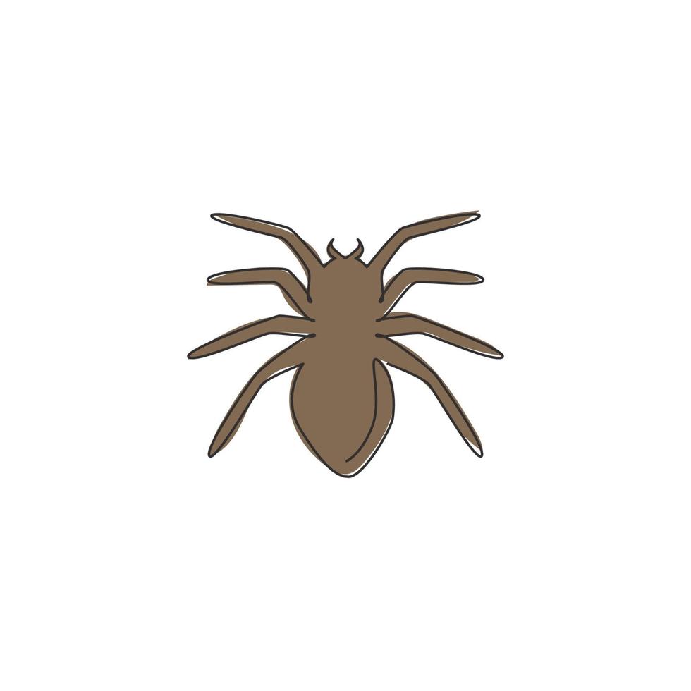 um único desenho de linha de aranha venenosa para a identidade do símbolo do logotipo. conceito de animal de estimação aracnídeo para ícone do clube de amantes de insetos. linha contínua moderna desenhar design ilustração gráfica de vetor