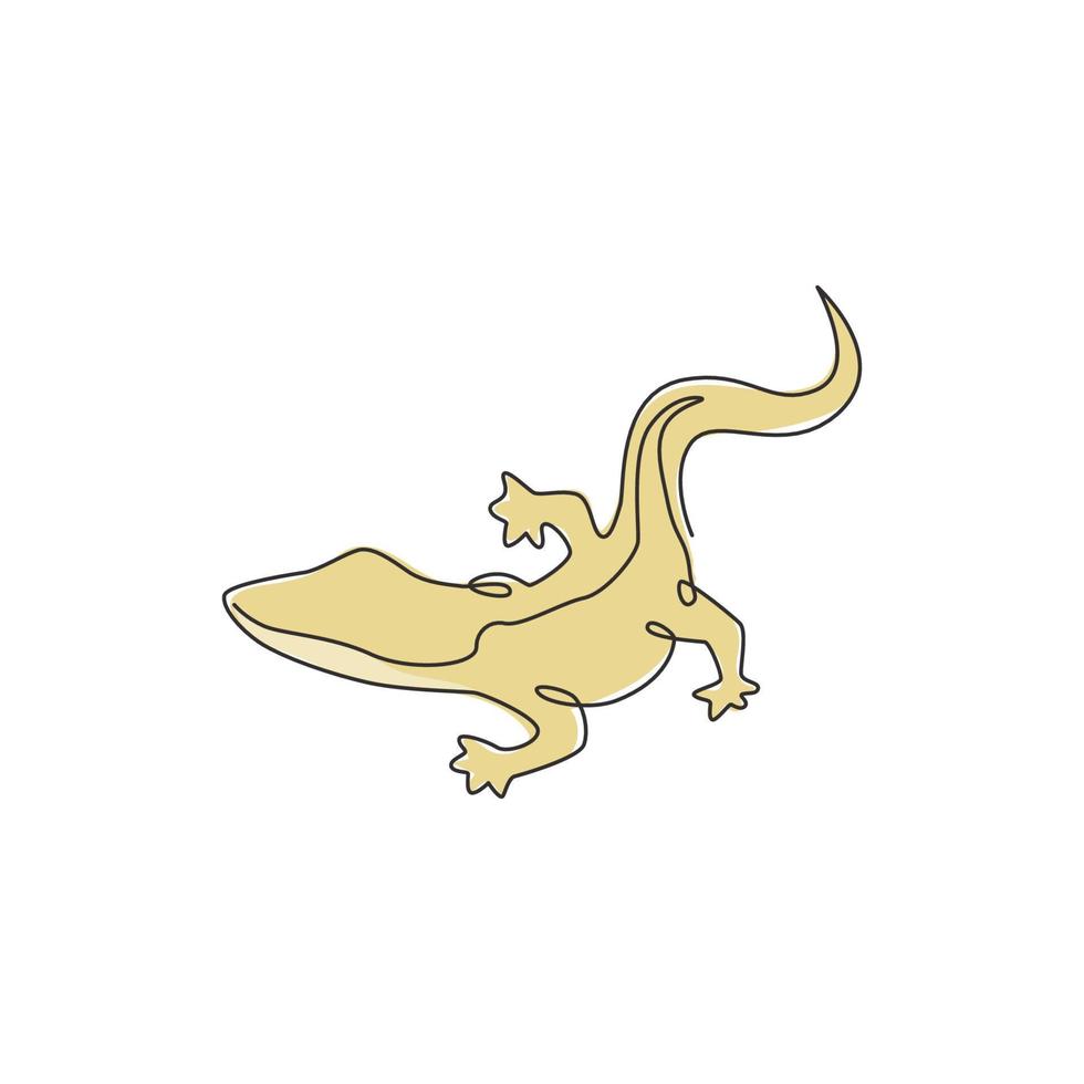 desenho de linha único contínuo de adorável lagarto de rocha para identidade do logotipo da associação de amantes de animais de estimação. conceito de bela mascote animal para zoológico reptiliano. ilustração de design gráfico vetorial desenho de uma linha vetor