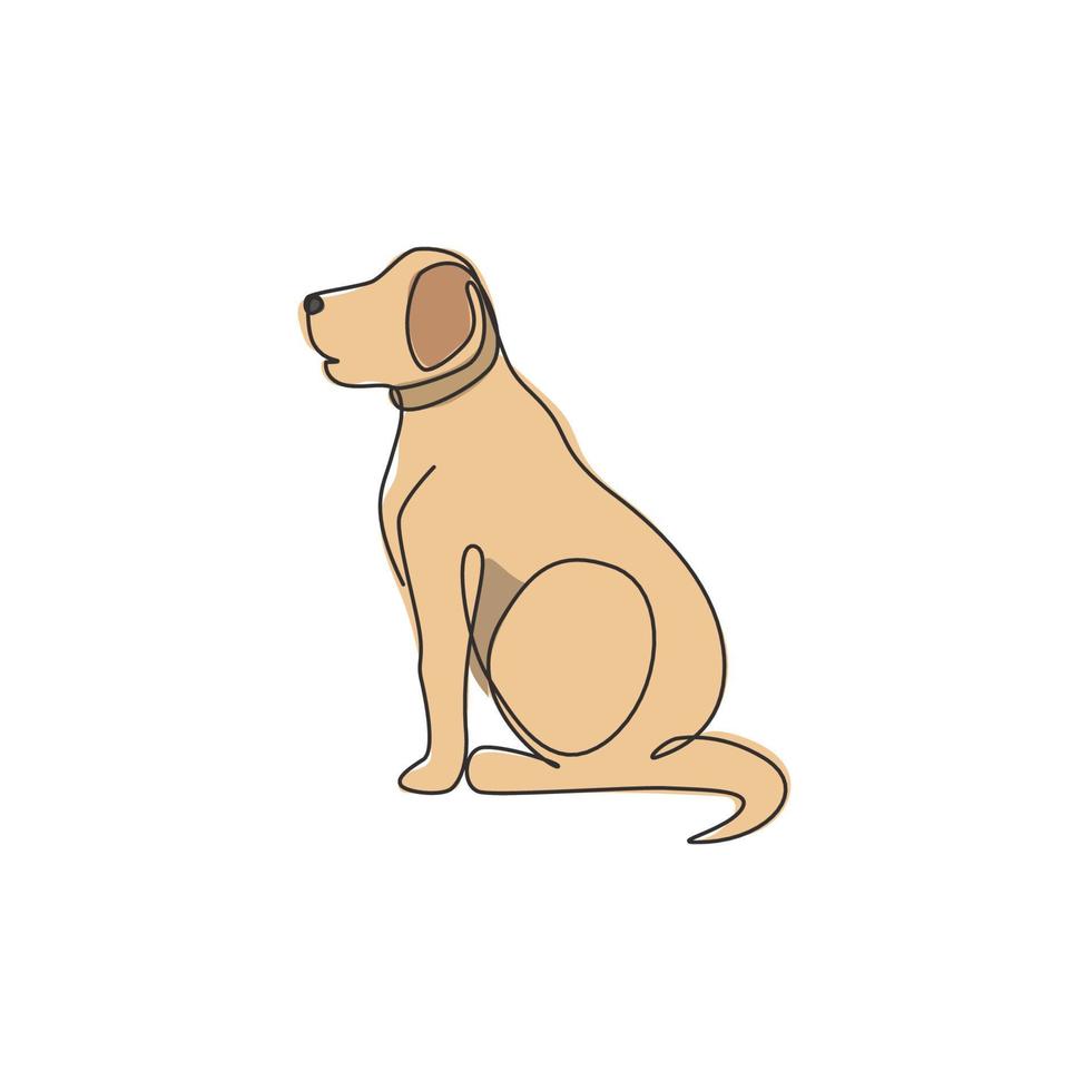 único desenho de linha do adorável cão labrador retriever para a identidade do logotipo. conceito de mascote de cão de raça pura para ícone de animal de estimação amigável de pedigree. ilustração em vetor desenho moderno contínuo de uma linha