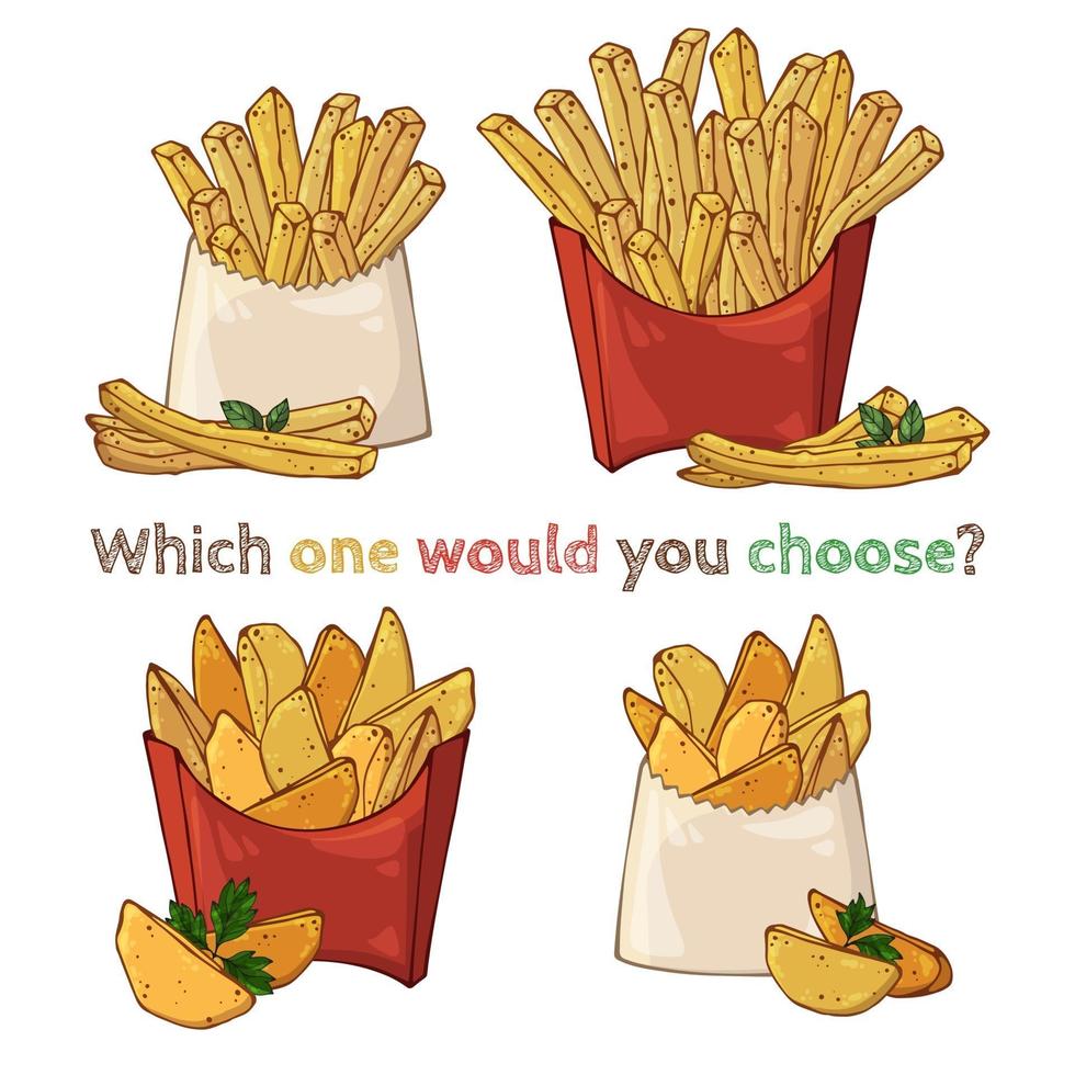 ilustrações sobre o tema fast food batatas fritas vetor