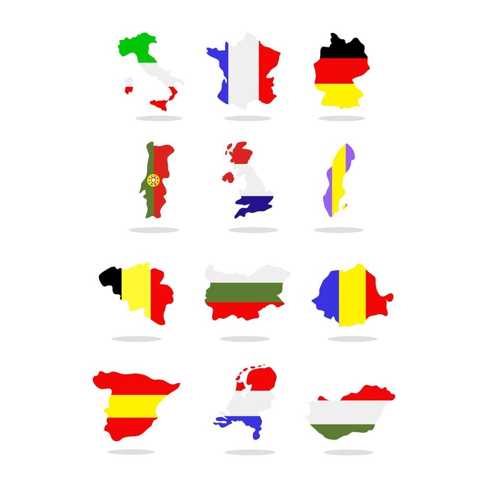 conjunto de mapas europeus vetor