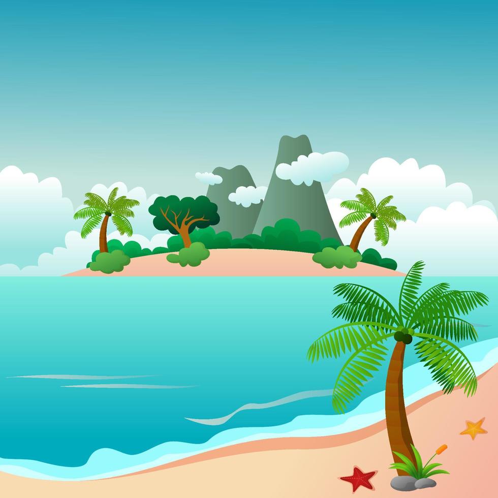 paraíso ilha e lindo de praia paisagens, vetor ilustração