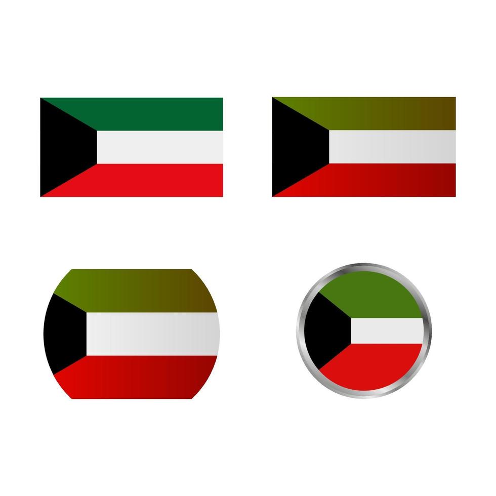 conjunto de bandeira kuwait vetor