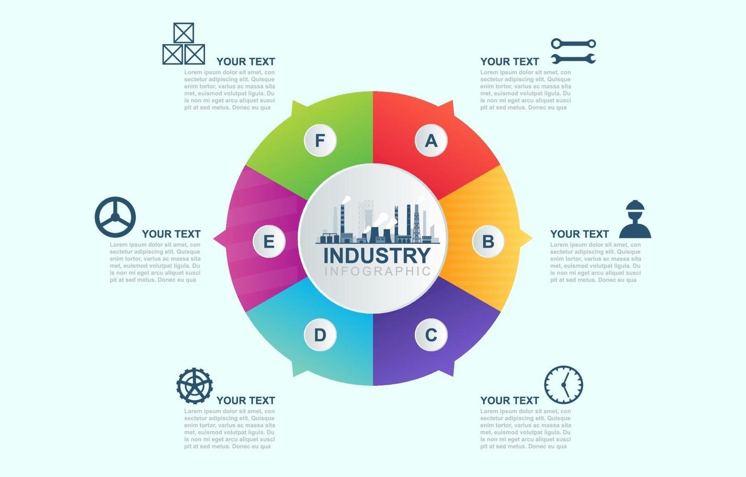 infográfico de negócios industriais com opções coloridas vetor