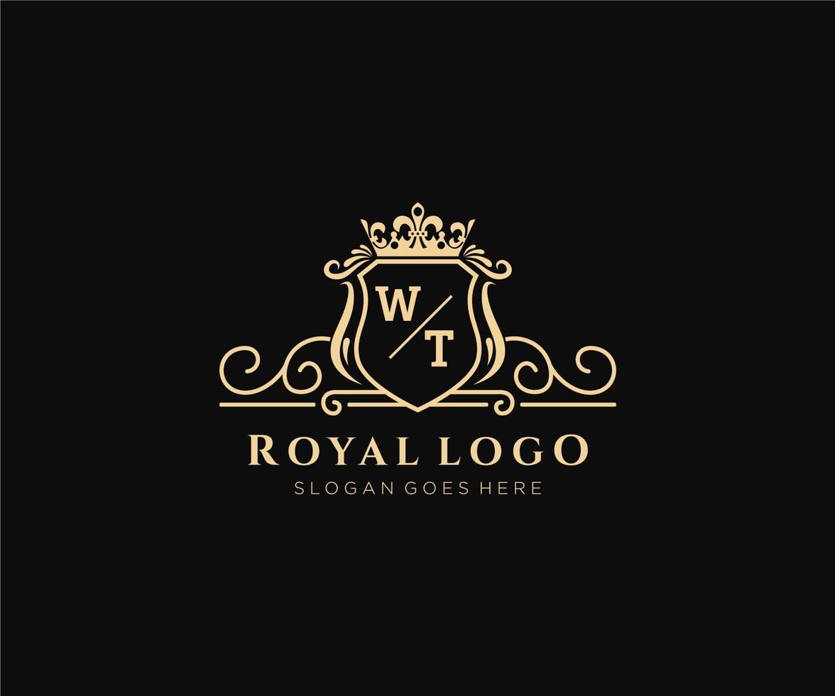 inicial wt carta luxuoso marca logotipo modelo, para restaurante, realeza, butique, cafeteria, hotel, heráldico, joia, moda e de outros vetor ilustração.