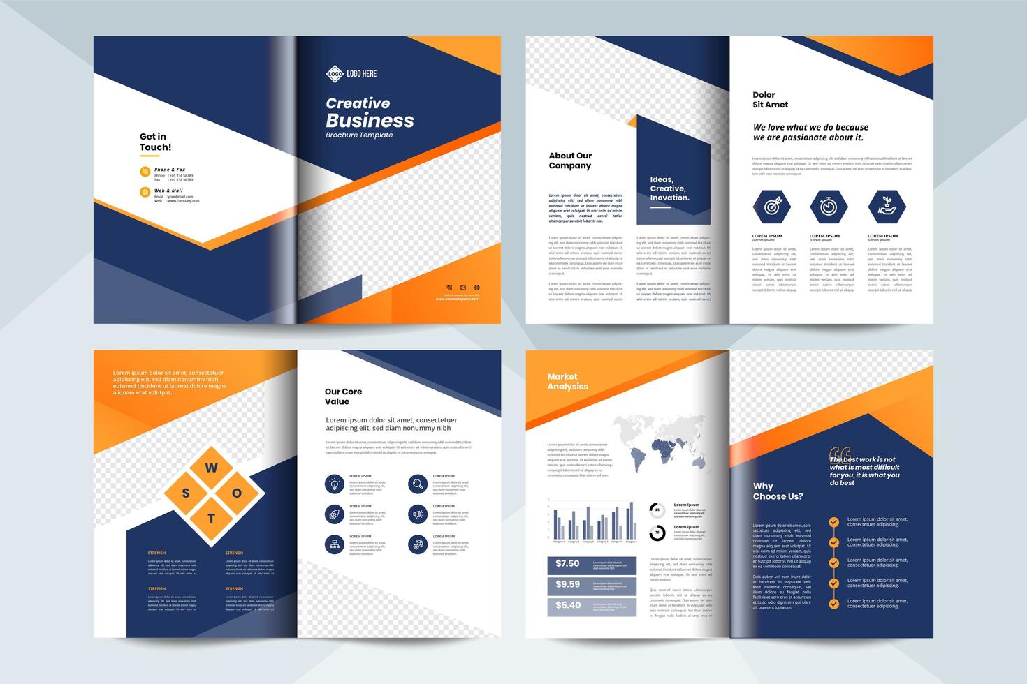 modelo de layout de brochura de negócios criativos. design de livreto de negócios corporativos vetor