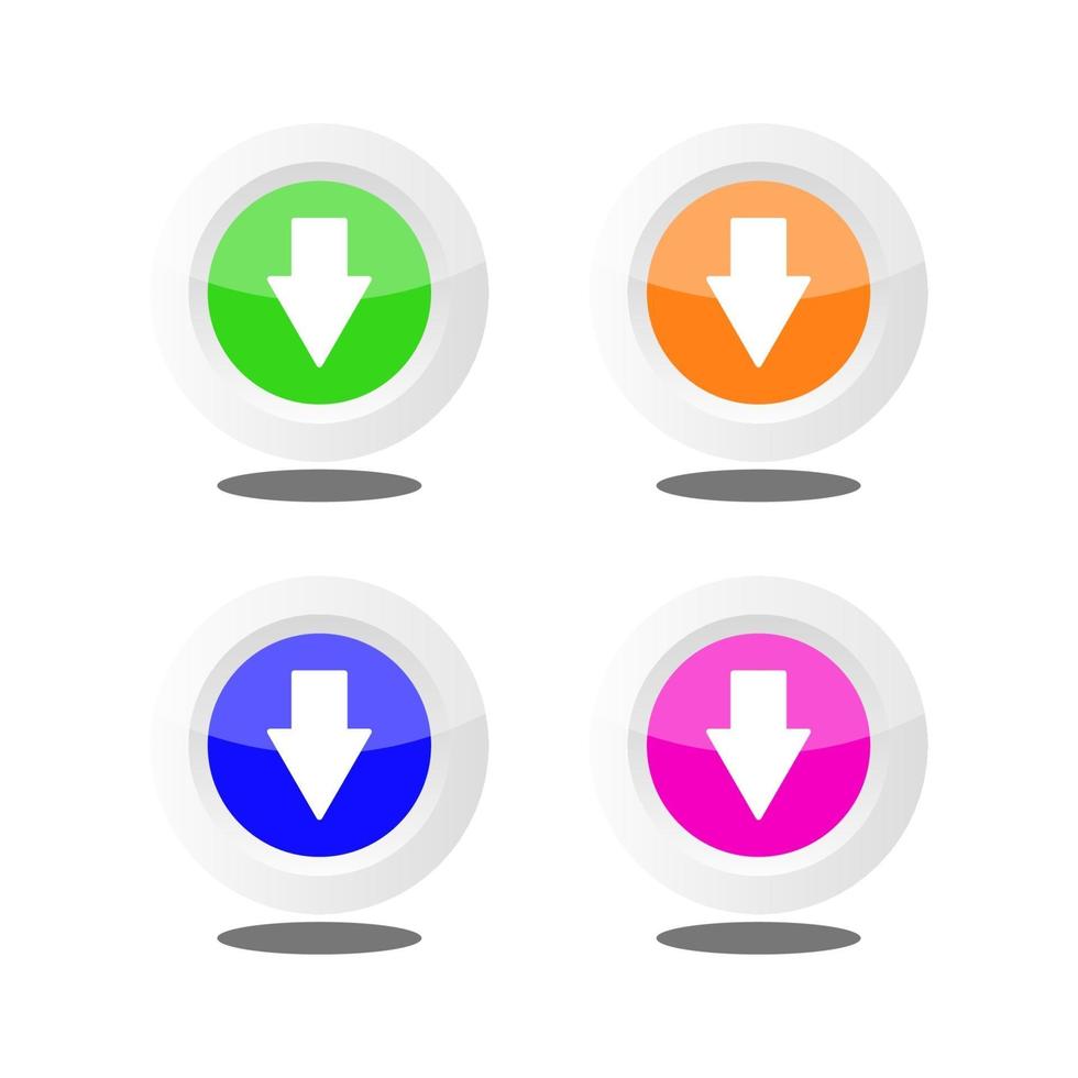 conjunto de botões de download em fundo branco vetor